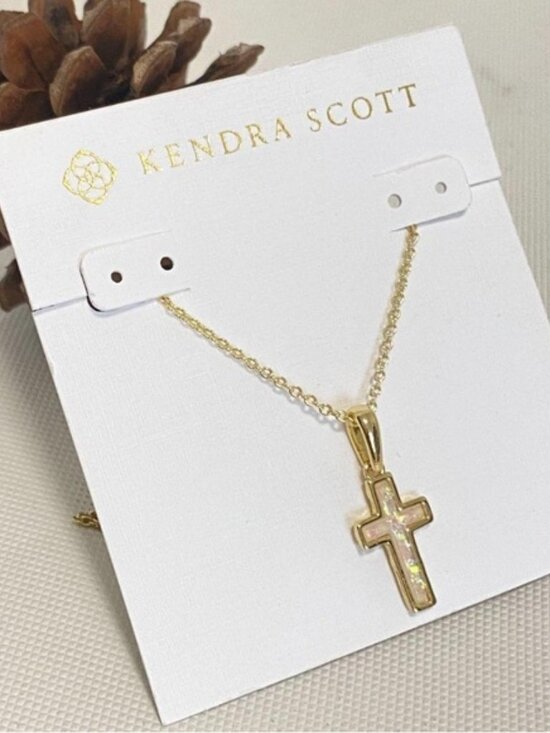 Kendra Scott Jewelry - Kendra Scott Gold Cross Kyocera opal Necklace